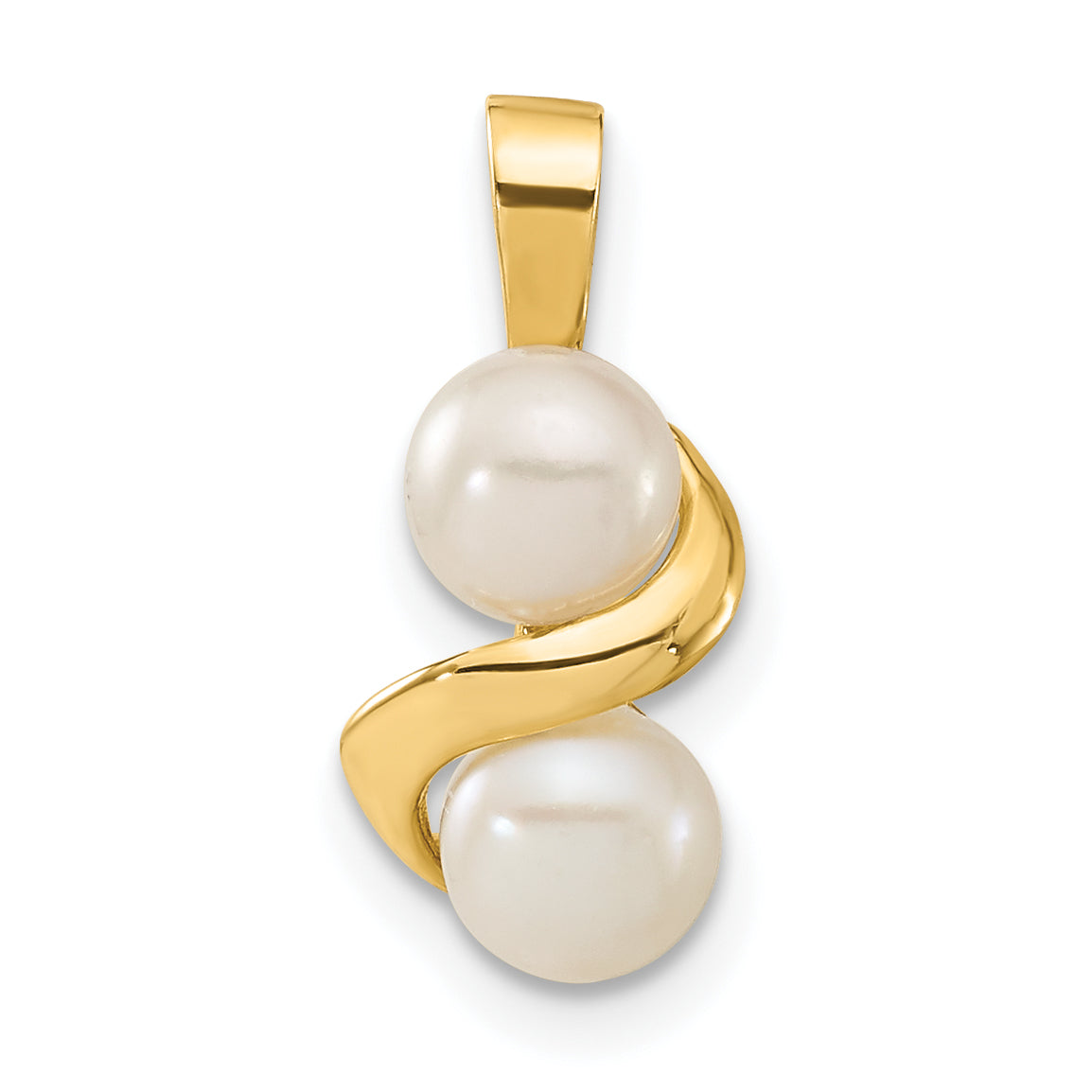 14k Yellow Gold 14k 5-6mm White Button Freshwater Cultured Pearl Post Earrings and Pendant Set