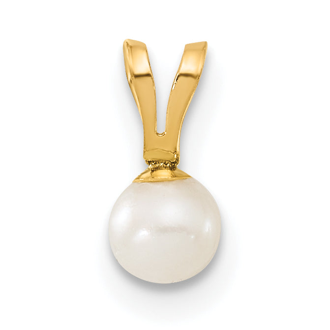 14k Yellow Gold 14k Children's 4-5mm White Round Freshwater Cultured Pearl Pendant and Post Earrings Set