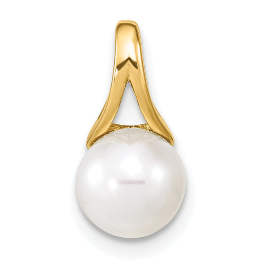 14k Yellow Gold 14K 7-8mm White Freshwater Cultured Pearl Polished Pendant