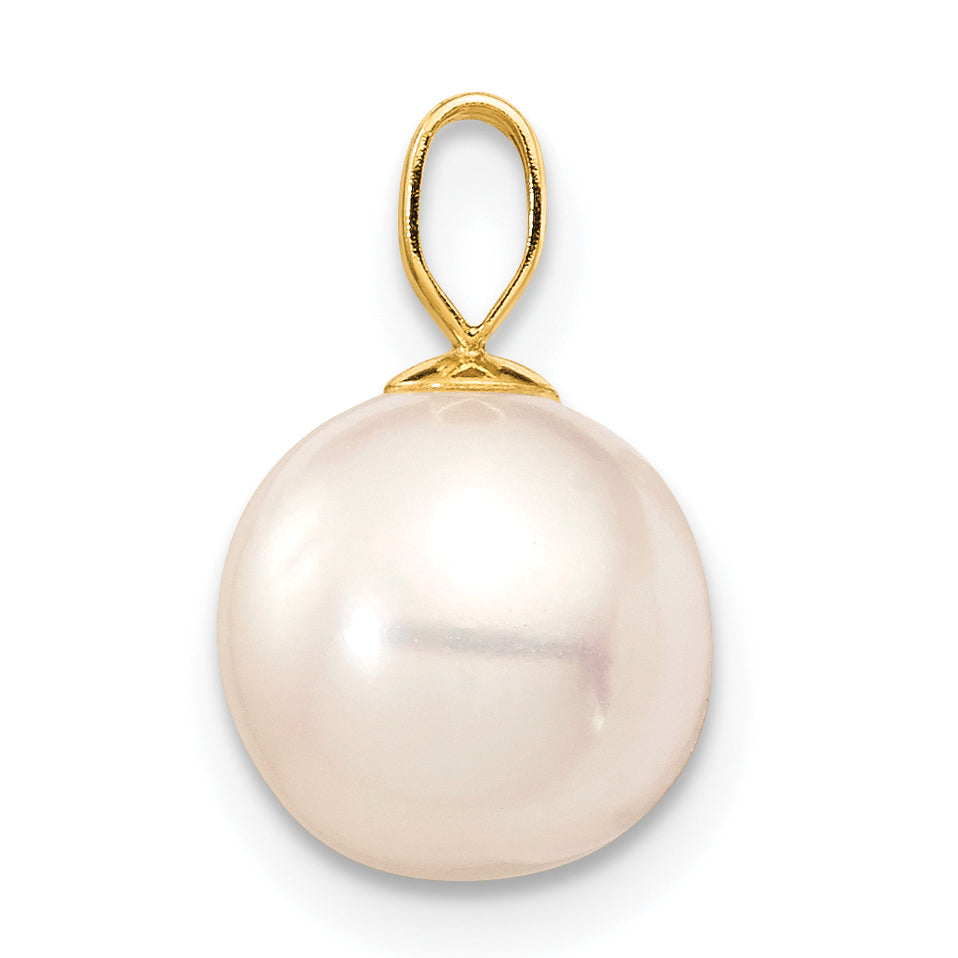 14k Yellow Gold 14K 8-9mm White Round Freshwater Cultured Pearl Pendant