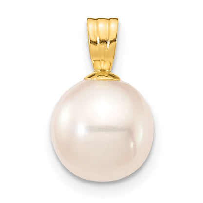 14k Yellow Gold 14K 8-9mm White Round Freshwater Cultured Pearl Pendant