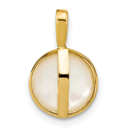 14k Yellow Gold 14K 9-10mm White Saltwater Mabe Pearl Pendant