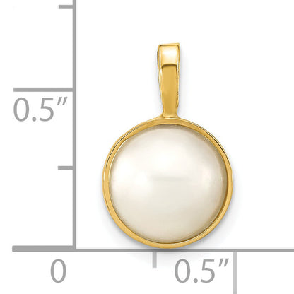 14k Yellow Gold 14K 9-10mm White Saltwater Mabe Pearl Pendant