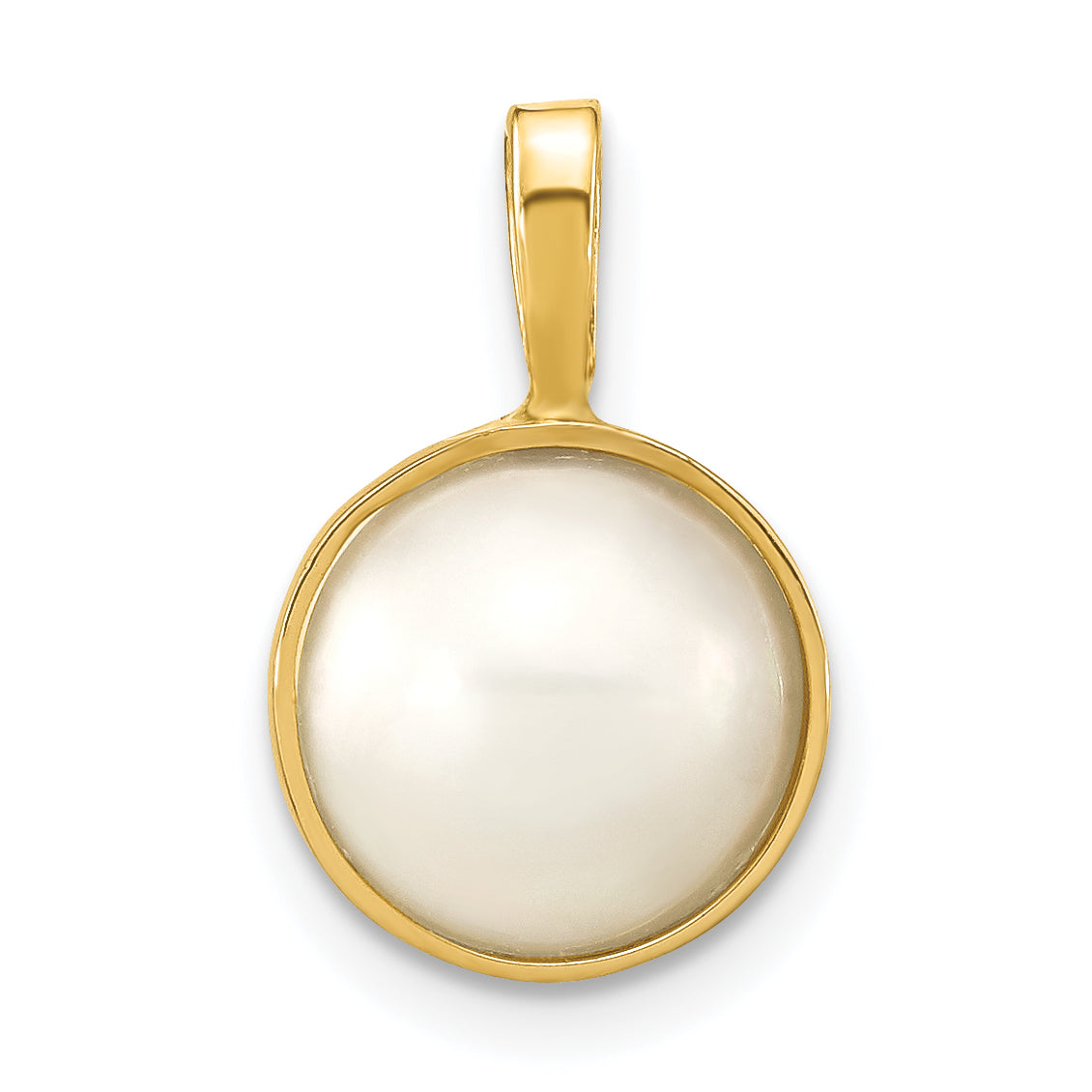 14k Yellow Gold 14K 9-10mm White Saltwater Mabe Pearl Pendant