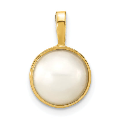 14k Yellow Gold 14K 9-10mm White Saltwater Mabe Pearl Pendant