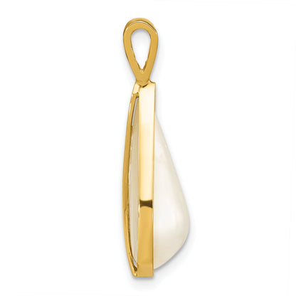 14k Yellow Gold 14K 10x18mm White Teardrop Saltwater Mabe Pearl Pendant