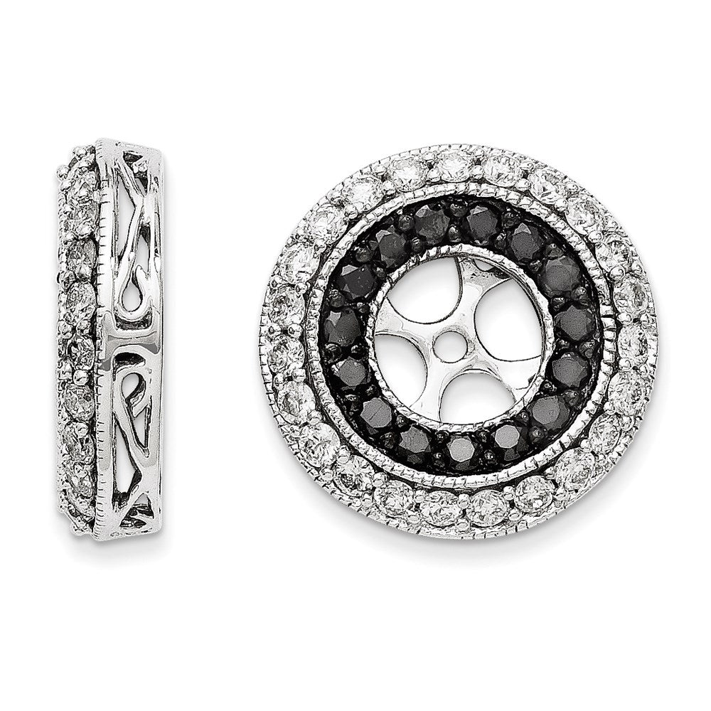 14k White Gold Black and White Diamond Earring Jackets