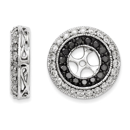 14k White Gold Black and White Diamond Earring Jackets