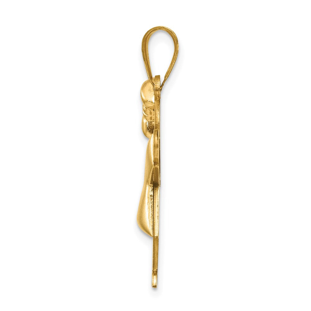 14k Yellow Gold Puffed Girl w/Bow on Left Engravable Charm