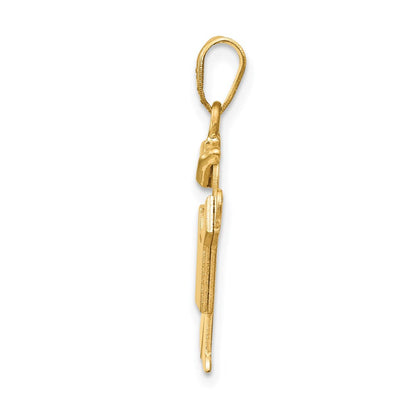 14k Yellow Gold Solid Engravable Boy with Hat on Left Charm