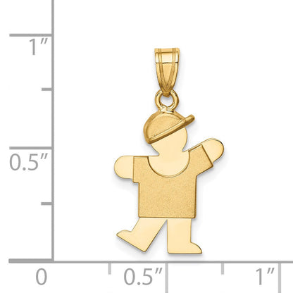 14k Yellow Gold Solid Engravable Boy with Hat on Left Charm