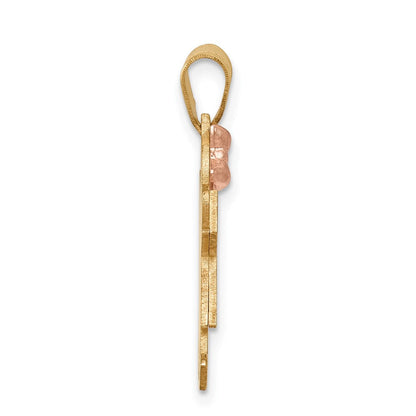 14k Two-tone Gold Two-tone Gold Small Girl with Bow on Left Engravable Charm
