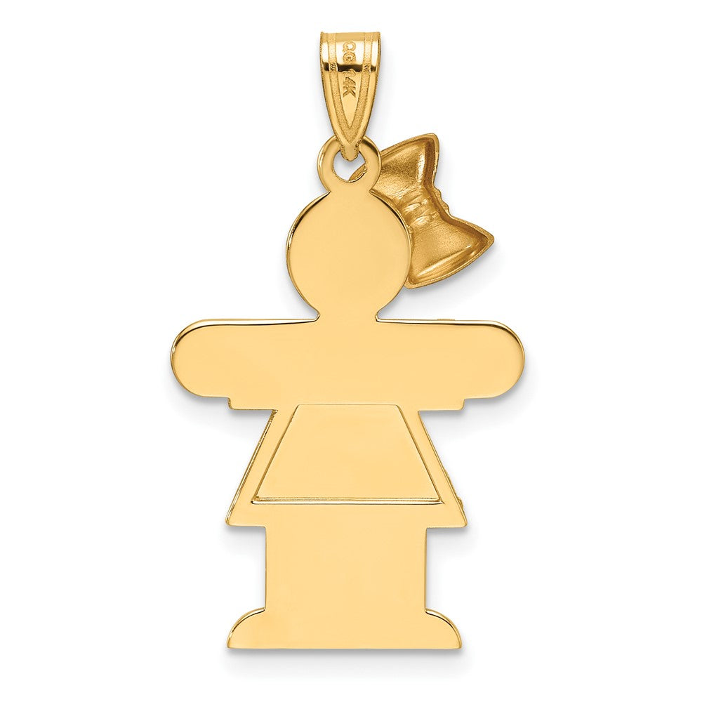 14k Two-tone Gold Two-tone Gold Large Girl with Bow on Left Engravable Charm