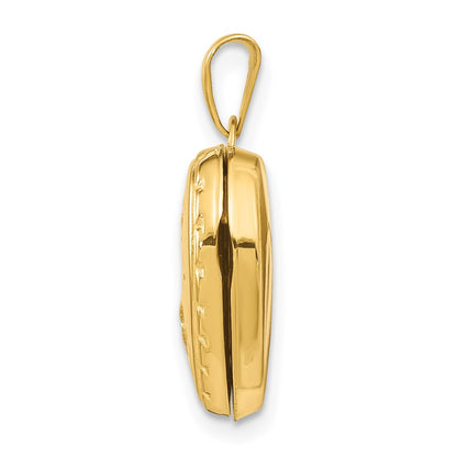 14K Yellow Gold 15mm Floral Heart Locket