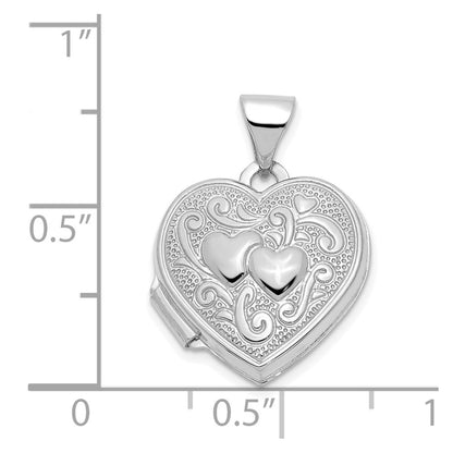 14k White Gold 14k White Gold Double Heart Locket