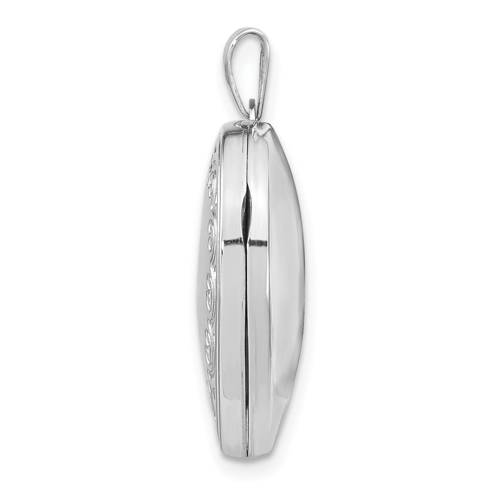 14k White Gold 14k White Gold Scroll Design Heart Locket