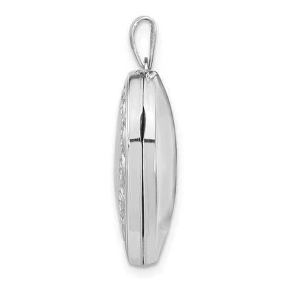 14k White Gold 14k White Gold Scroll Design Heart Locket