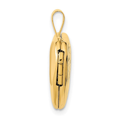 14k Yellow Gold 14ky 16mm Leaf and Scroll Heart Locket
