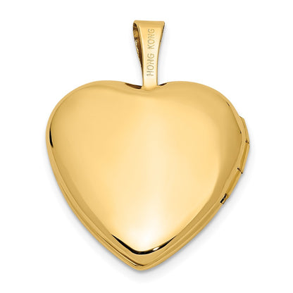 14k Yellow Gold 14ky 16mm Leaf and Scroll Heart Locket
