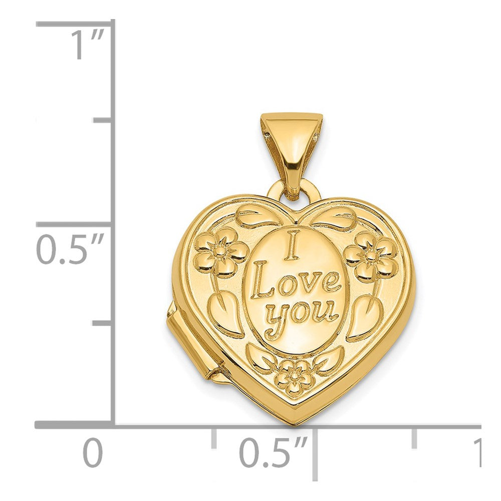 14k Yellow Gold 14k Floral I LOVE YOU Heart Locket