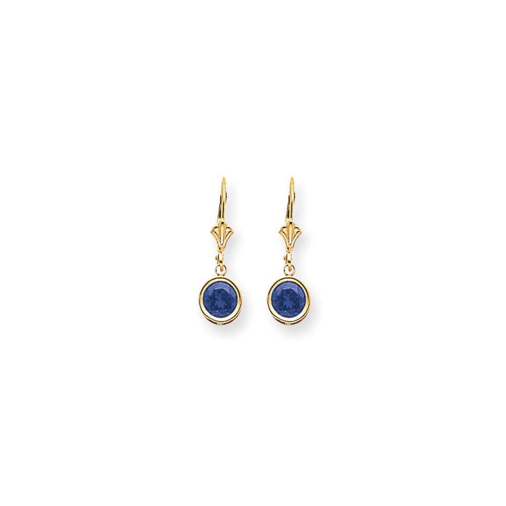 14k Yellow Gold 6mm Tanzanite leverback earring