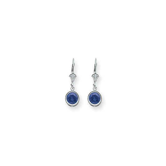 14k White Gold 6mm Tanzanite leverback earring