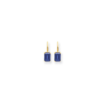 14k Yellow Gold 7x5mm Emerald Cut Tanzanite earring