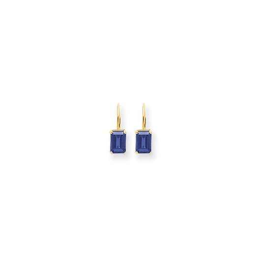 14k Yellow Gold 7x5mm Emerald Cut Tanzanite earring