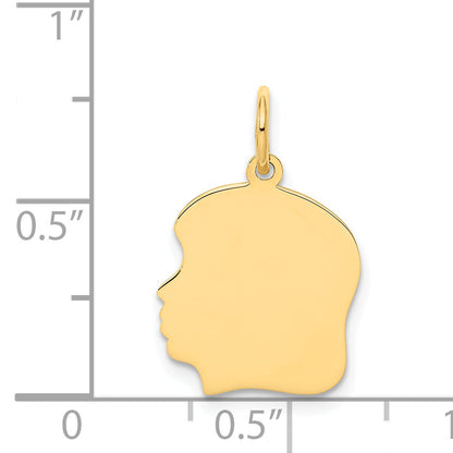 14k Yellow Gold Plain Medium Facing Left Engravable Girl Head Charm