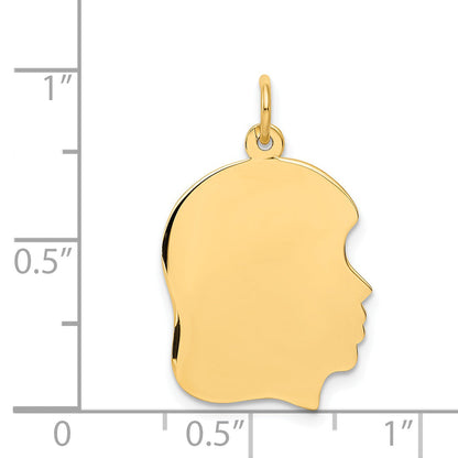 14k Yellow Gold Plain Medium Facing Right Engravable Girl Head Charm