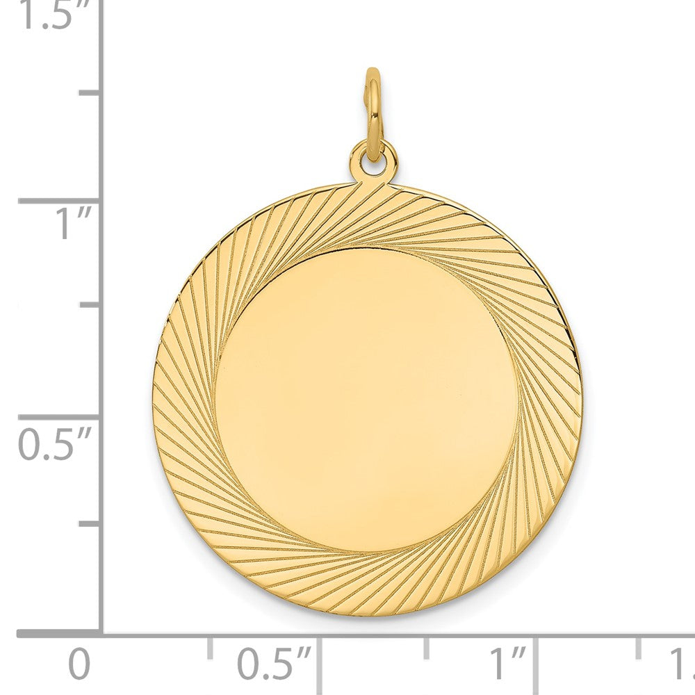 14k Yellow Gold 14k Etched Design .027 Gauge Circular Engravable Disc Charm