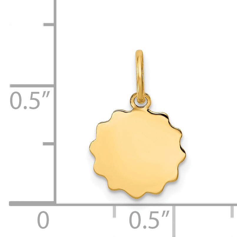 14k Yellow Gold 14k .009 Gauge Engravable Scalloped Disc Charm