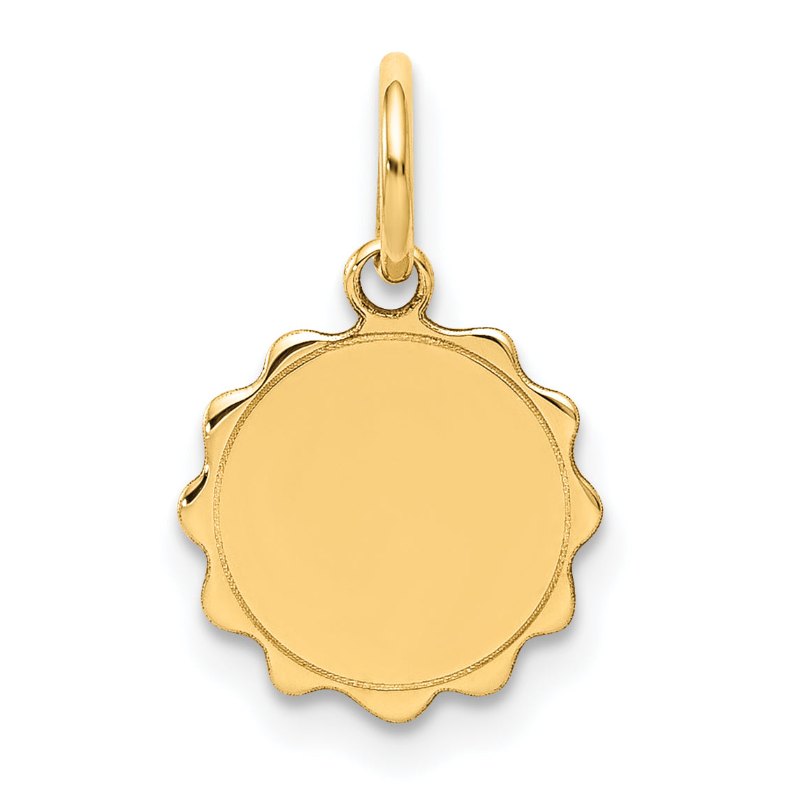 14k Yellow Gold Engravable Scalloped Disc Charm