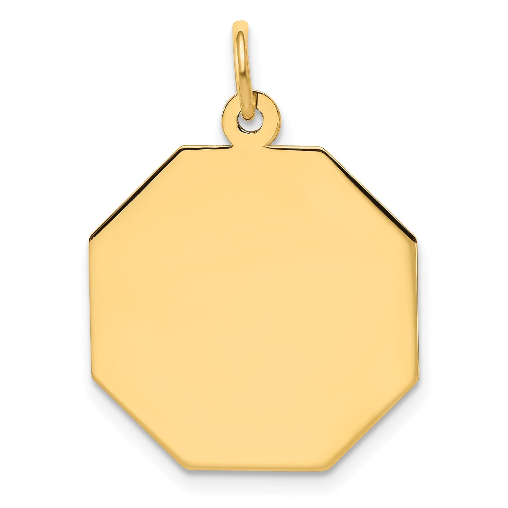 14k Yellow Gold Plain Engravable Octagonal Disc Charm