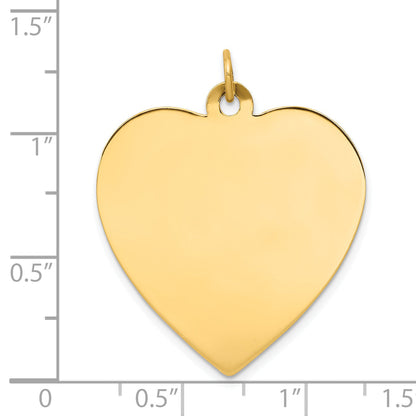 14K Yellow Gold Plain .035 Gauge Engravable Heart Disc Charm