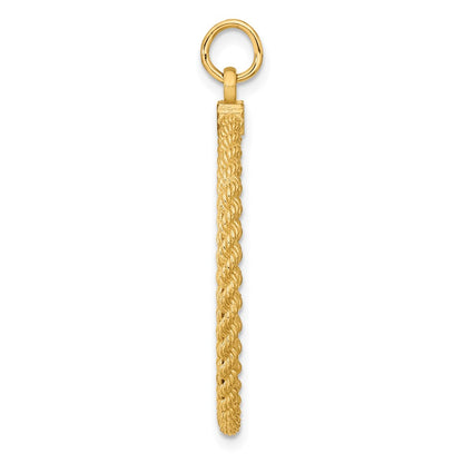 14k Yellow Gold 14k Plain .013 Gauge Circular Engravable Disc with Rope Charm