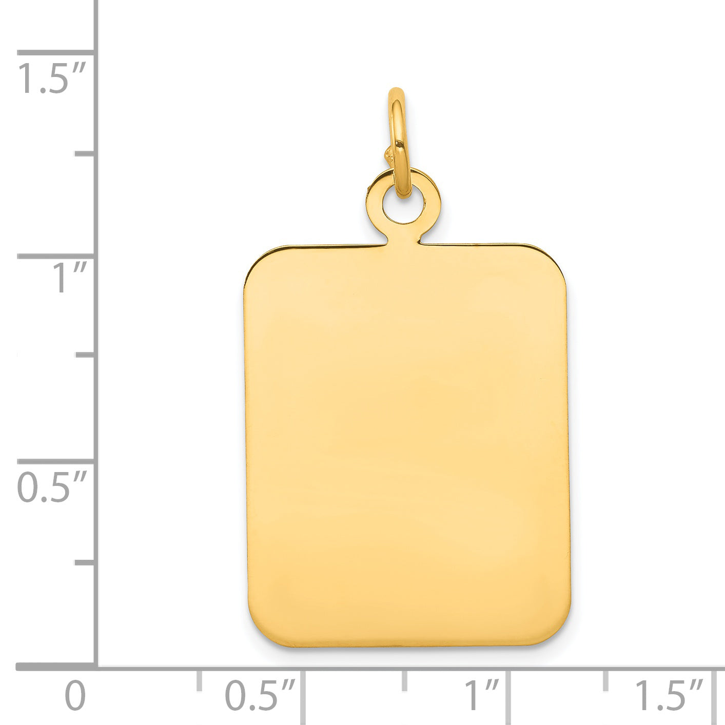 14K Yellow Gold Plain Rectangular .035 Gauge Engravable Disc Charm ...
