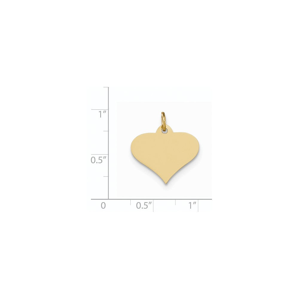 14k Yellow Gold Plain .035 Gauge Engraveable Heart Disc Charm