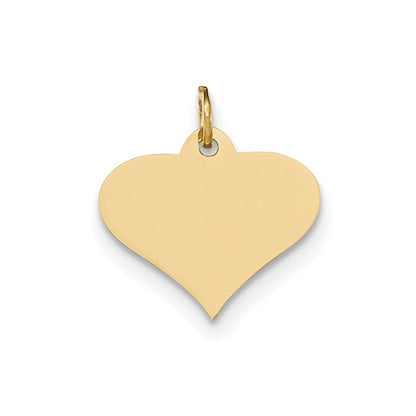 14k Yellow Gold Plain .035 Gauge Engraveable Heart Disc Charm