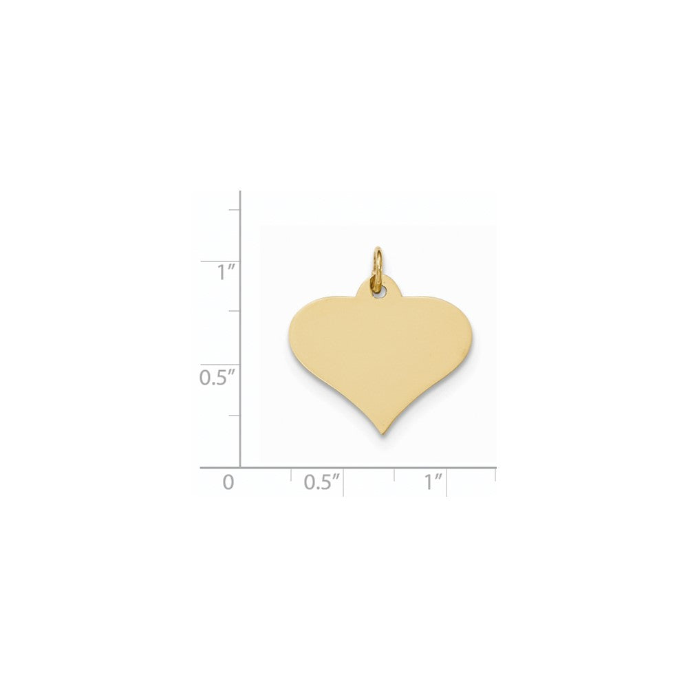 14k Yellow Gold Plain .027 Gauge Engraveable Heart Disc Charm
