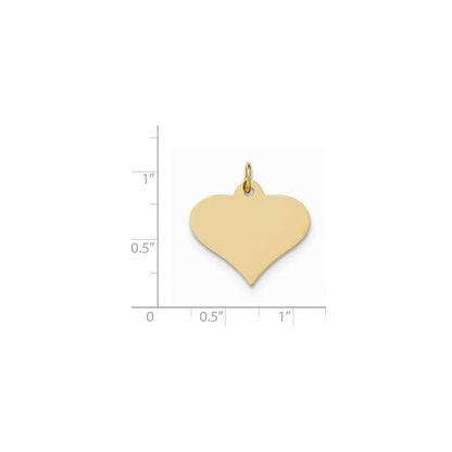 14k Yellow Gold Plain .027 Gauge Engraveable Heart Disc Charm