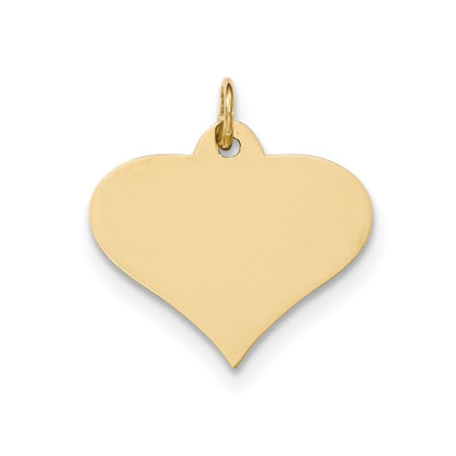 14k Yellow Gold Plain .027 Gauge Engraveable Heart Disc Charm