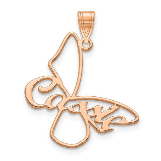14K Rose Gold Small Butterfly With Name Pendant
