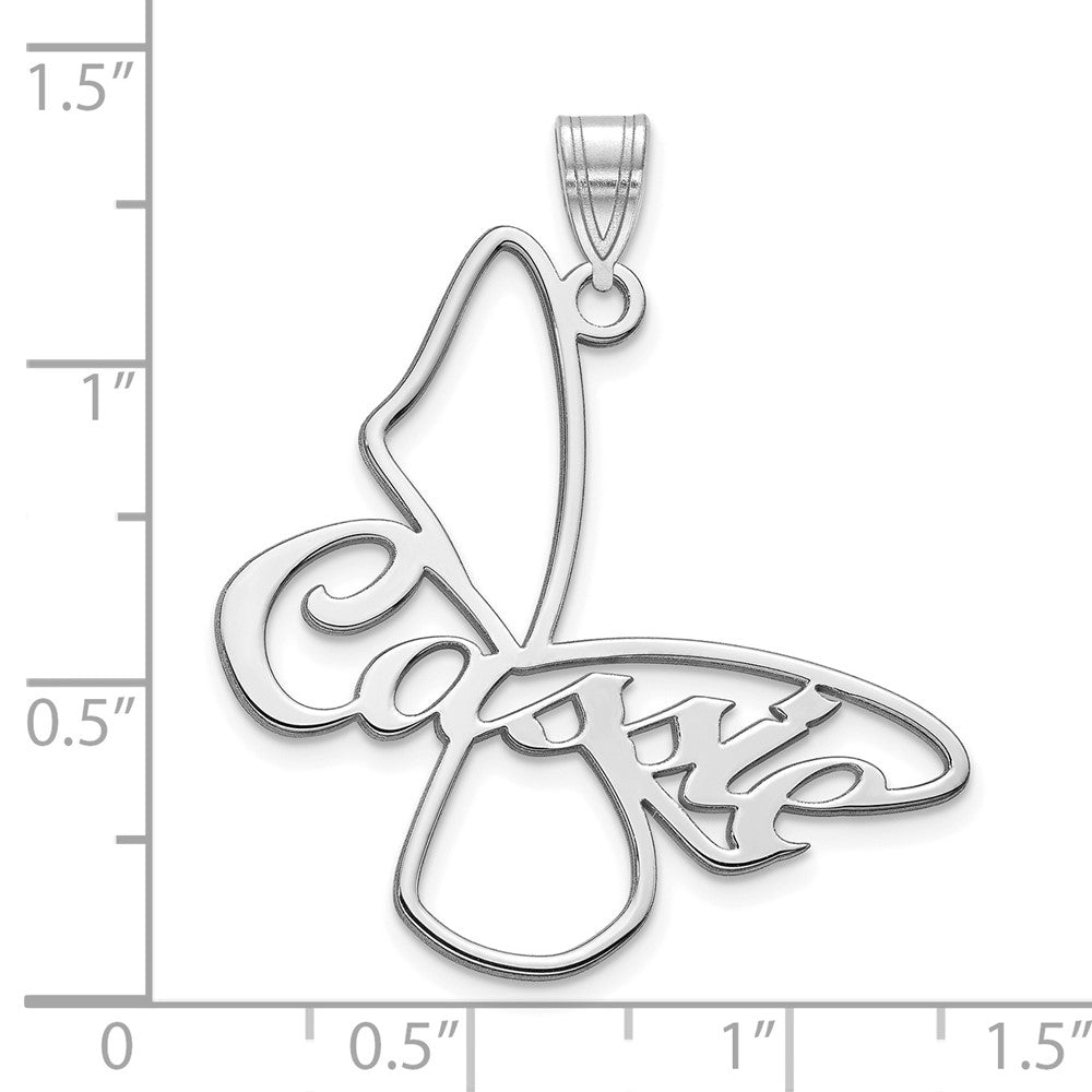 14K White Gold Large Butterfly With Name Pendant