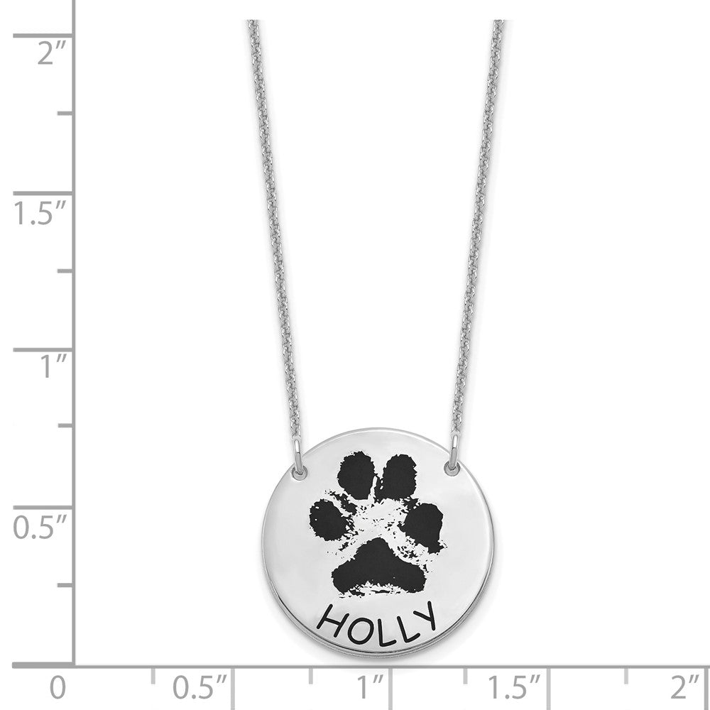 14K White Gold Epoxy Paw Print Necklace