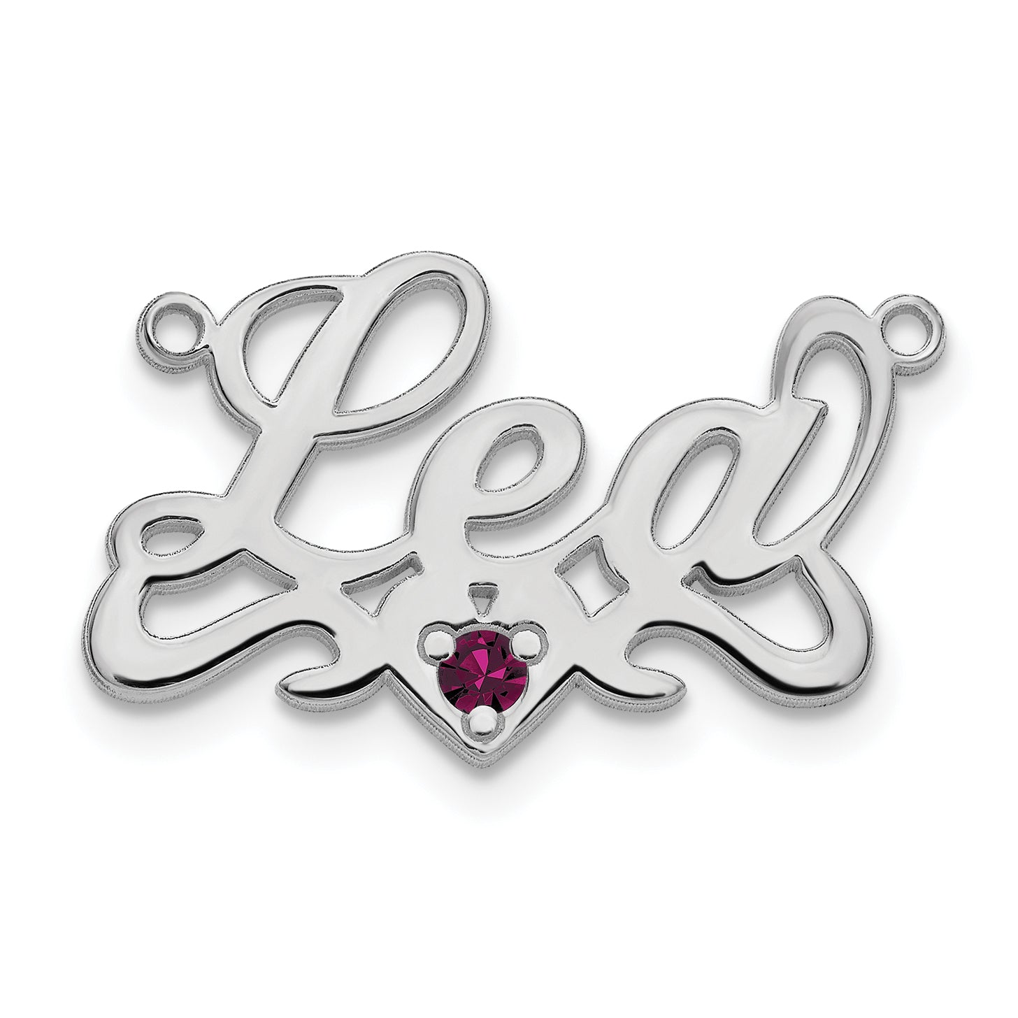 14K White Gold Birthstone Heart Name Plate