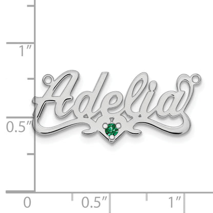 14K White Gold Birthstone Heart Name Plate