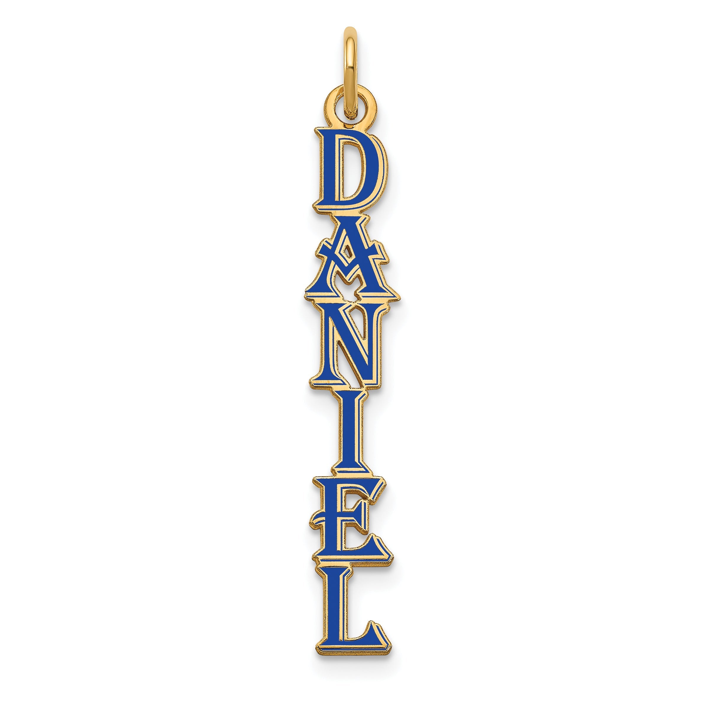 14K Yellow Gold Algerian Font Epoxy Name Plate Charm