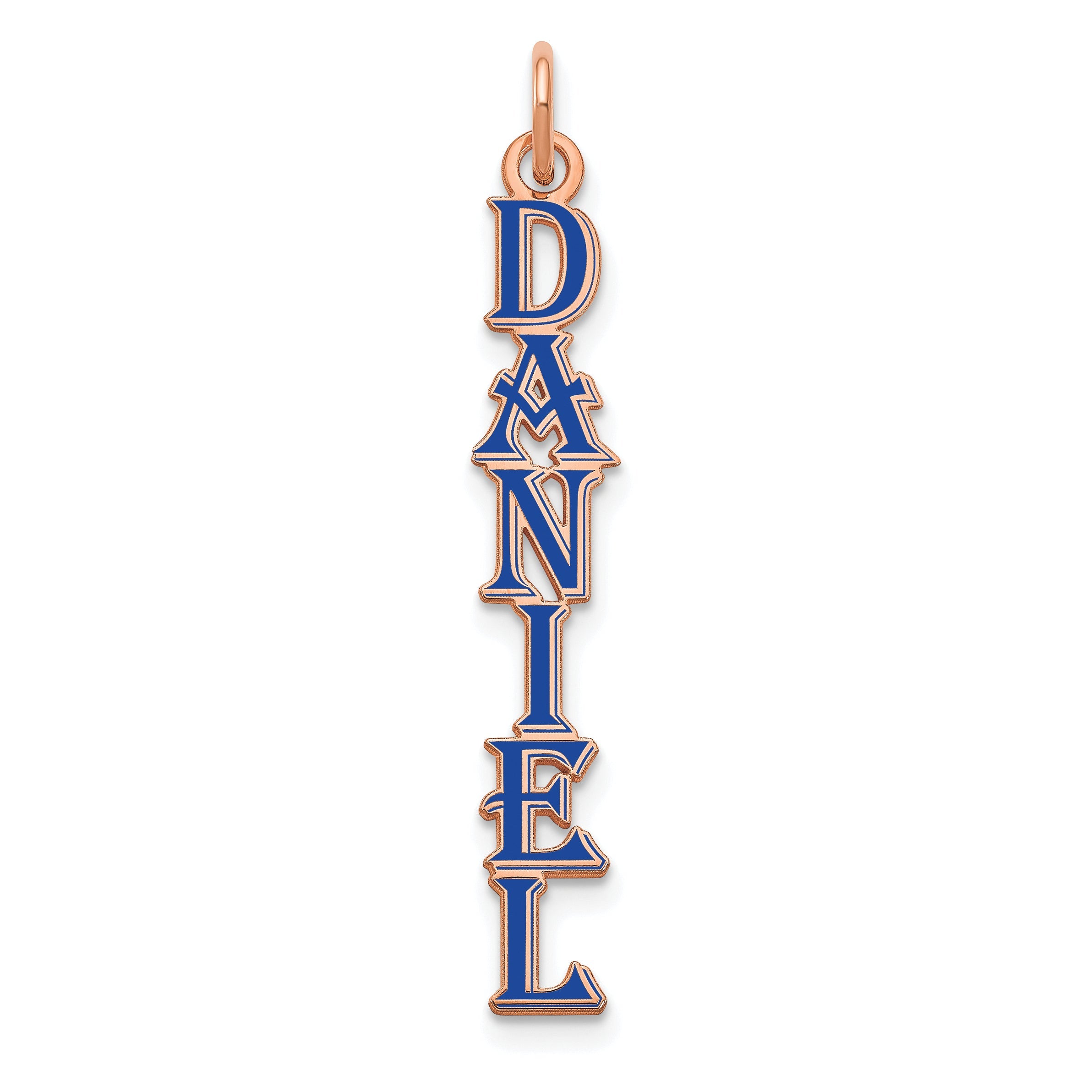 14K Rose Gold Algerian Font Epoxy Name Plate Charm