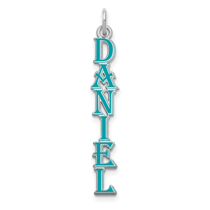 Sterling Silver Rhodium Plated Algerian Font Epoxy Name Plate Charm